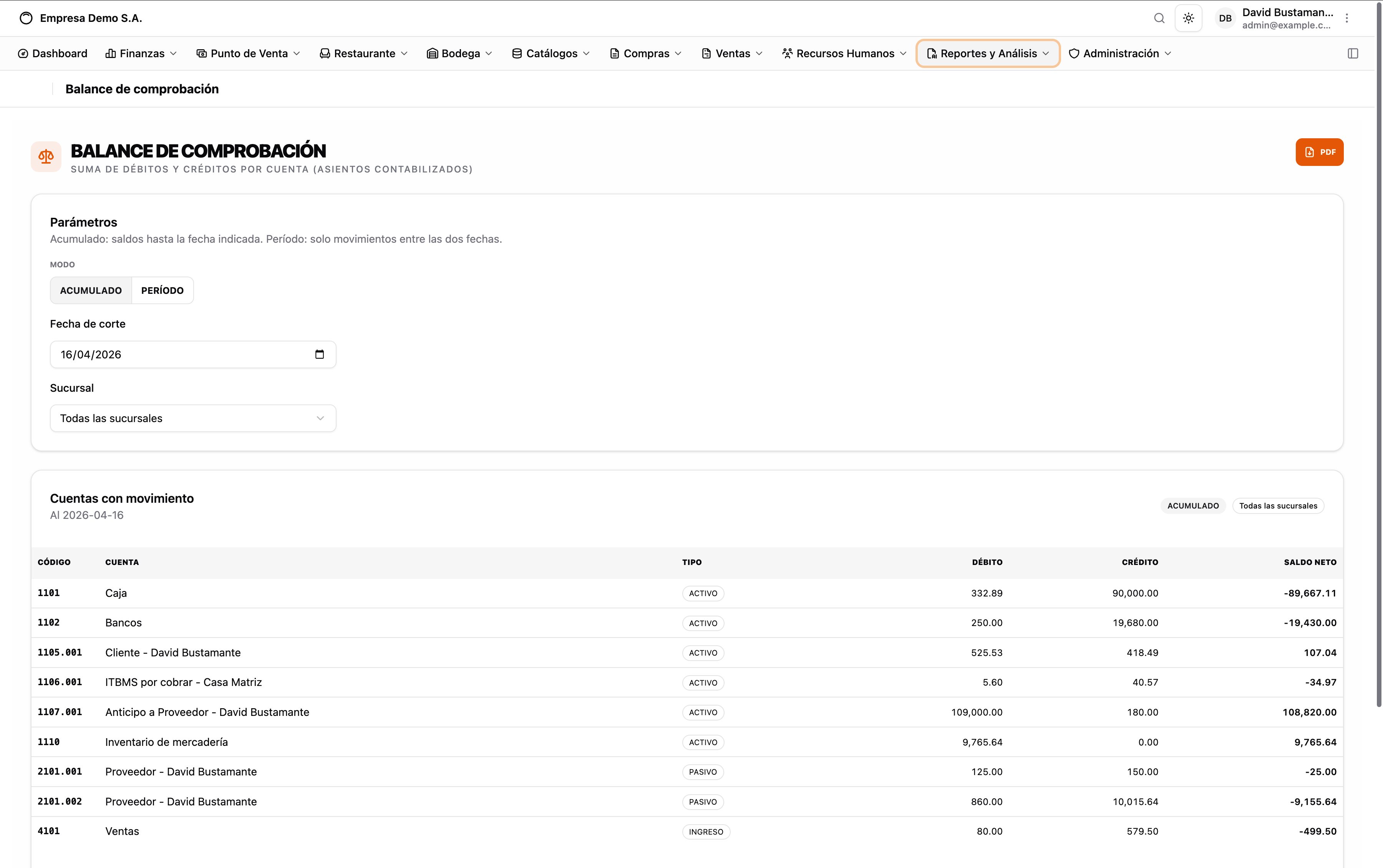 CuadraERP — Balance de comprobación: Contabilidad alineada a tu operación.